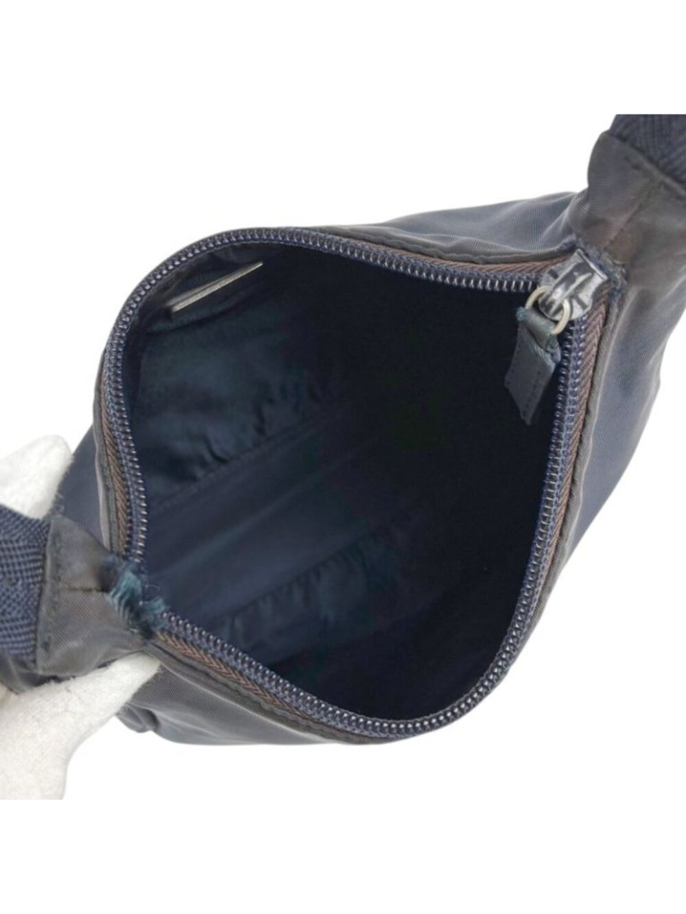 Prada Triangle Logo Pouch Mini Handbag Tessuto Nylon Navy Blue - Picture 8 of 10